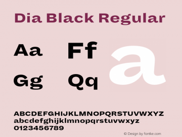 Dia Black Regular Version 1.002 Font Sample