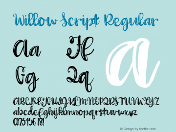 Willow Script Regular Version 1.00 2016 Font Sample