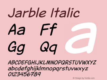 Jarble Italic Version 1.013 Font Sample