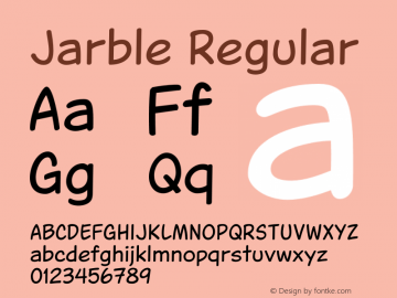 Jarble Regular Version 1.013 Font Sample