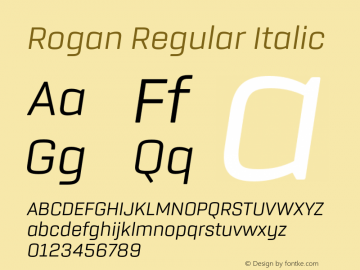 Rogan Regular Italic Version 1.000 Font Sample