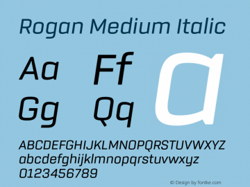 Rogan Medium Italic Version 1.000 Font Sample