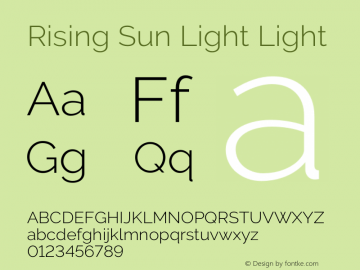 Rising Sun Light Light Version 1.000 Font Sample