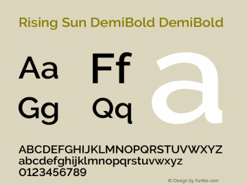 Rising Sun DemiBold DemiBold Version 1.000 Font Sample