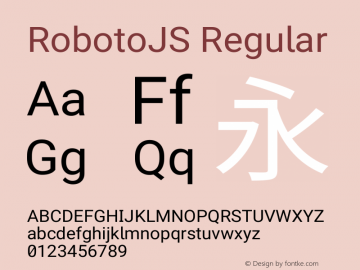 RobotoJS Regular Version 2.01; 2016-09-14图片样张