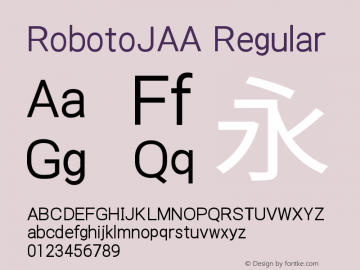 RobotoJAA Regular Version 2.01; 2016-09-14图片样张