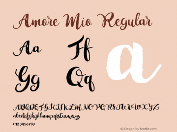 Amore Mio Regular Version 1.000;PS 001.000;hotconv 1.0.70;makeotf.lib2.5.58329图片样张