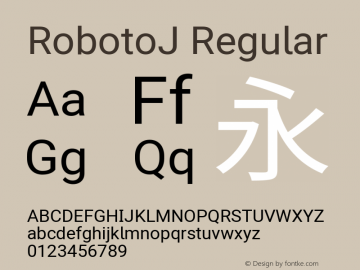 RobotoJ Regular Version 2.01; 2016-09-14 ; ttfautohint (v1.5) Font Sample
