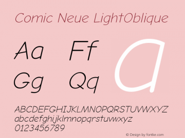 Comic Neue LightOblique Version 2.003 Font Sample