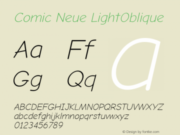 Comic Neue LightOblique Version 2.003 Font Sample