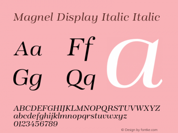 Magnel Display Italic Italic Version 2.032图片样张