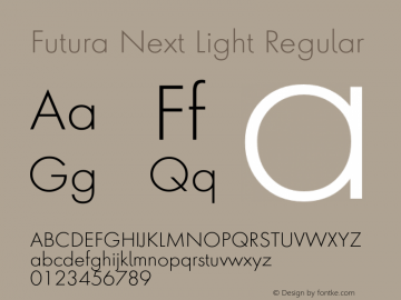 Futura Next Light Regular Version 1.502 Font Sample