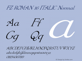 FZ ROMAN 16 ITALIC Normal 1.000 Font Sample