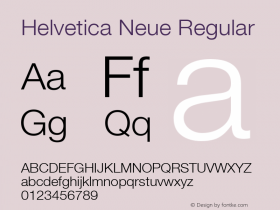 Helvetica Neue Regular 001.001 Font Sample