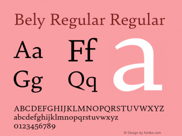 Bely Regular Regular Version 1.00 Font Sample
