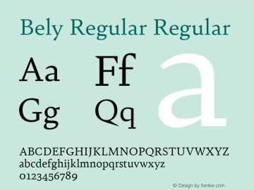 Bely Regular Regular Version 1.00 Font Sample