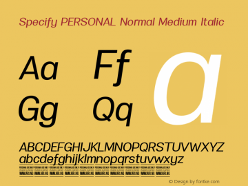 Specify PERSONAL Normal Medium Italic Version 1.000图片样张