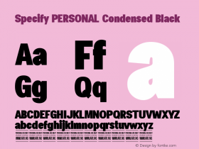 Specify PERSONAL Condensed Black Version 1.000 Font Sample