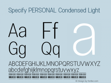 Specify PERSONAL Condensed Light Version 1.000 Font Sample