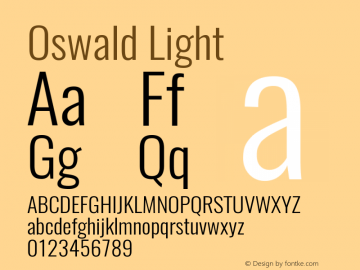 Oswald Light 3.0; ttfautohint (v0.95) -l 8 -r 50 -G 200 -x 0 -w 