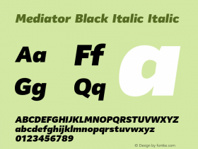 Mediator Black Italic Italic Version 1.000 Font Sample