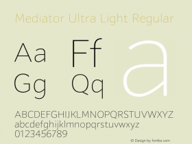 Mediator Ultra Light Regular Version 1.000 Font Sample