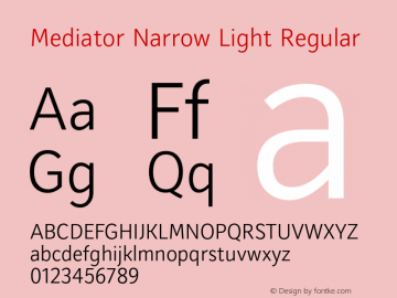 Mediator Narrow Light Regular Version 1.000 Font Sample