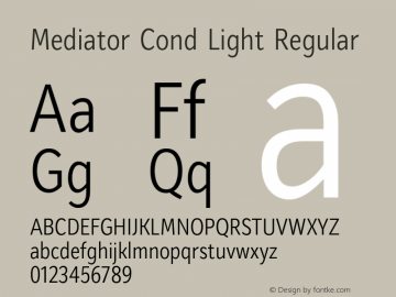Mediator Cond Light Regular Version 1.000 Font Sample