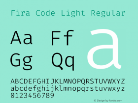 Fira Code Light Regular Version 1.203;PS 001.203;hotconv 1.0.88;makeotf.lib2.5.64775 Font Sample