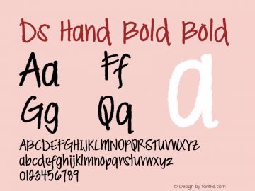 Ds Hand Bold Bold 1.002 Font Sample