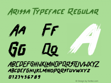 Arissa Typeface Regular Version 1.000;PS 001.001;hotconv 1.0.56图片样张