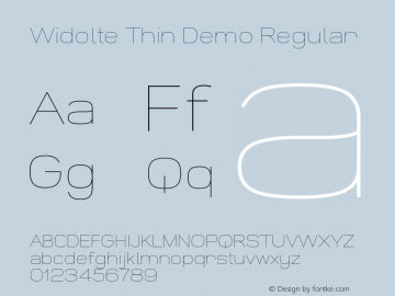 Widolte Thin Demo Regular Version 1.00 October 14, 2016, initial release图片样张