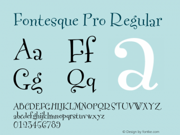 Fontesque Pro Regular Version 7.504; 2010; Build 1001; Font Sample