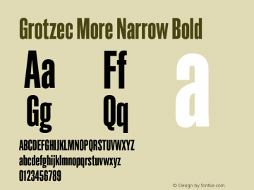 Grotzec More Narrow Bold Version 001.000 Font Sample