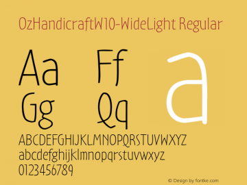 OzHandicraftW10-WideLight Regular Version 1.00 Font Sample