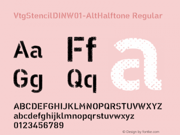 VtgStencilDINW01-AltHalftone Regular Version 1.10 Font Sample