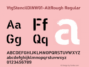 VtgStencilDINW01-AltRough Regular Version 1.10 Font Sample