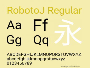 RobotoJ Regular Version 2.01; 2016-09-14 Font Sample