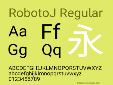 RobotoJ Regular Version 2.01; 2016-09-14 Font Sample