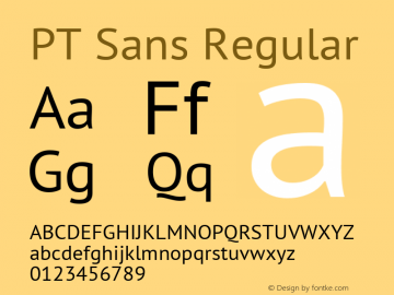 PT Sans Regular Version 2.005 Font Sample