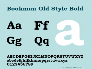 Bookman Old Style Bold Version 2.20 Font Sample