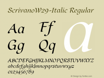 ScrivanoW29-Italic Regular Version 1.10 Font Sample