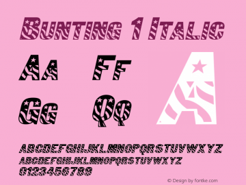 Bunting 1 Italic 1.0/1995: 2.0/2001 Font Sample