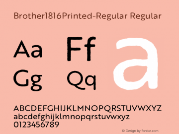 Brother1816Printed-Regular Regular Version 1.000 Font Sample