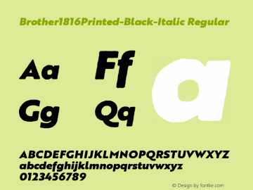 Brother1816Printed-Black-Italic Regular Version 1.000图片样张