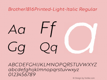 Brother1816Printed-Light-Italic Regular Version 1.000图片样张