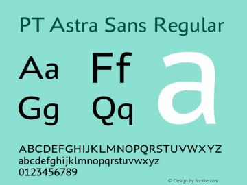 PT Astra Sans Regular Version 1.001 Font Sample