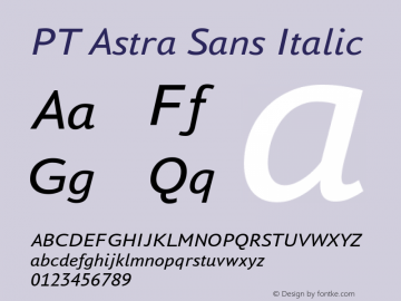 PT Astra Sans Italic Version 1.001 Font Sample