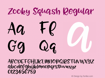 Zooky Squash Regular Version 1.000 Font Sample