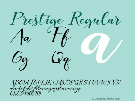 Prestige Regular Version 1.000 Font Sample